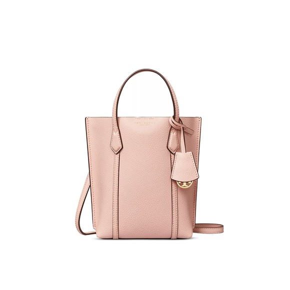 TORY BURCH PERRY Mini N/S Leather Crossbody Tote Shell Pink 142616 NWT $298 - Picture 10 of 16